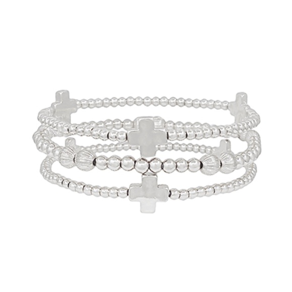 3 Row Cross & CCB Beadss Bracelet - Picture 2 of 2